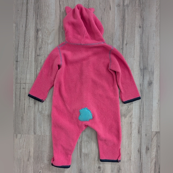 Hanna Andersson Pink Owl Hooded Fleece Bunting Footie, 6-12m (Z6) - Picture 3 of 4